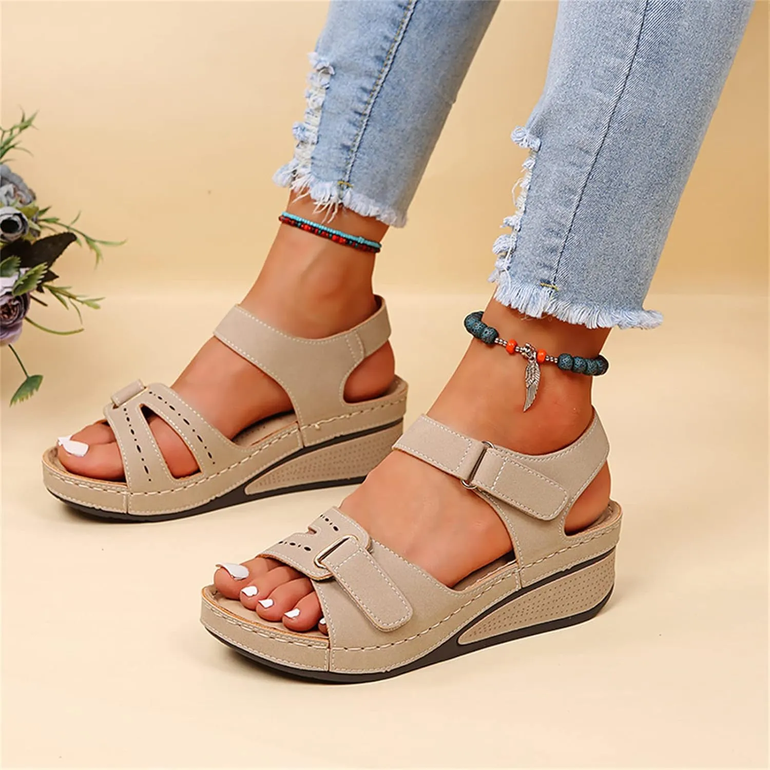Ladmiple Orthotic Sandals For Women Wide Width Comfortable Walking Summer Orthopedic Slides Flip Flops with Arch Support