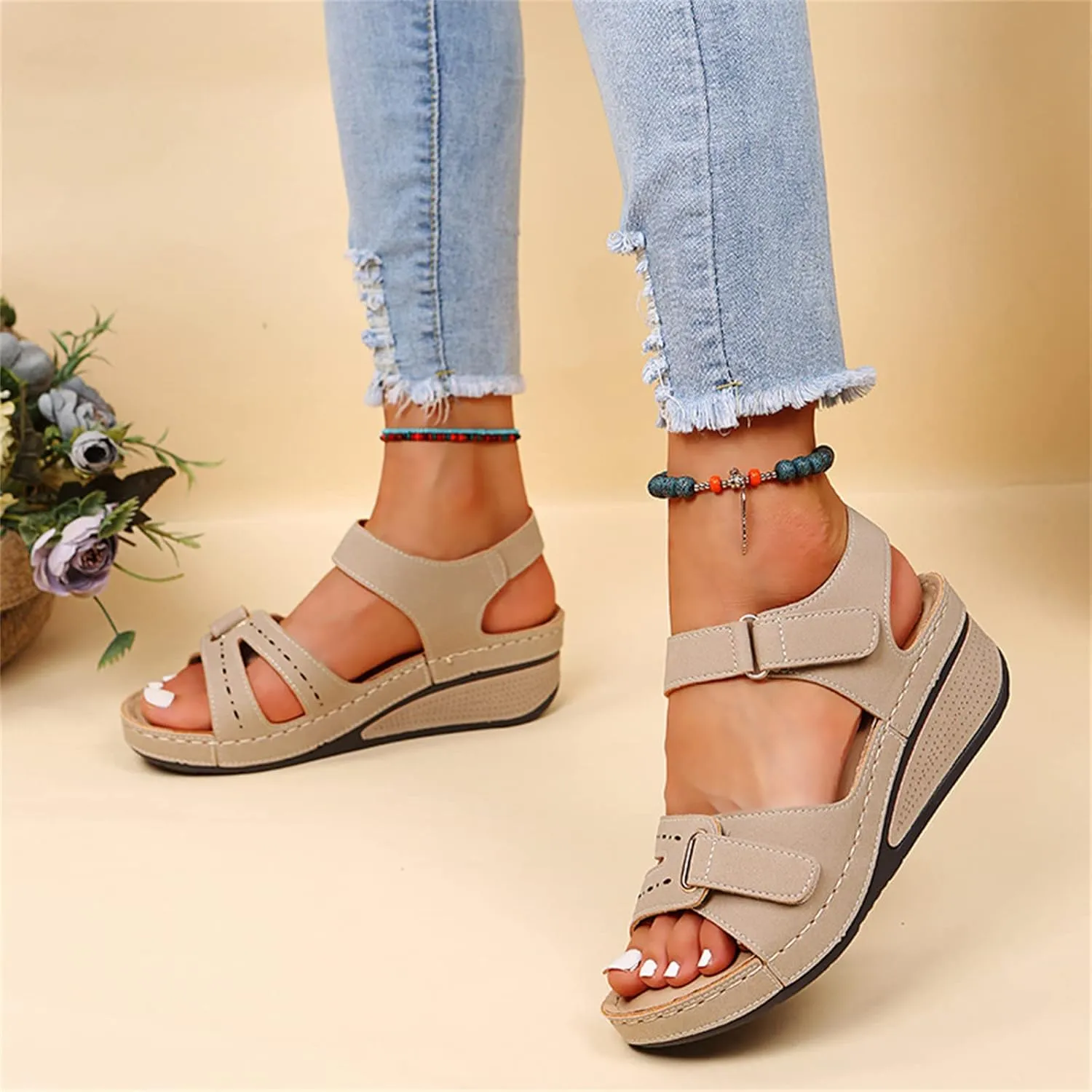 Ladmiple Orthotic Sandals For Women Wide Width Comfortable Walking Summer Orthopedic Slides Flip Flops with Arch Support