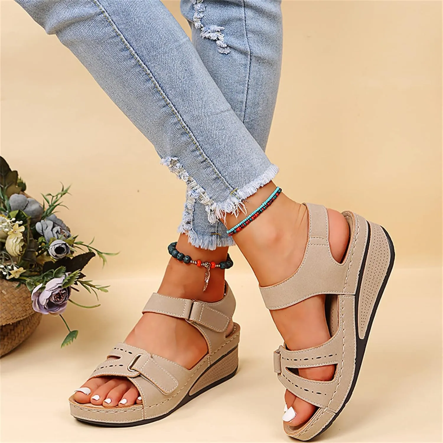 Ladmiple Orthotic Sandals For Women Wide Width Comfortable Walking Summer Orthopedic Slides Flip Flops with Arch Support