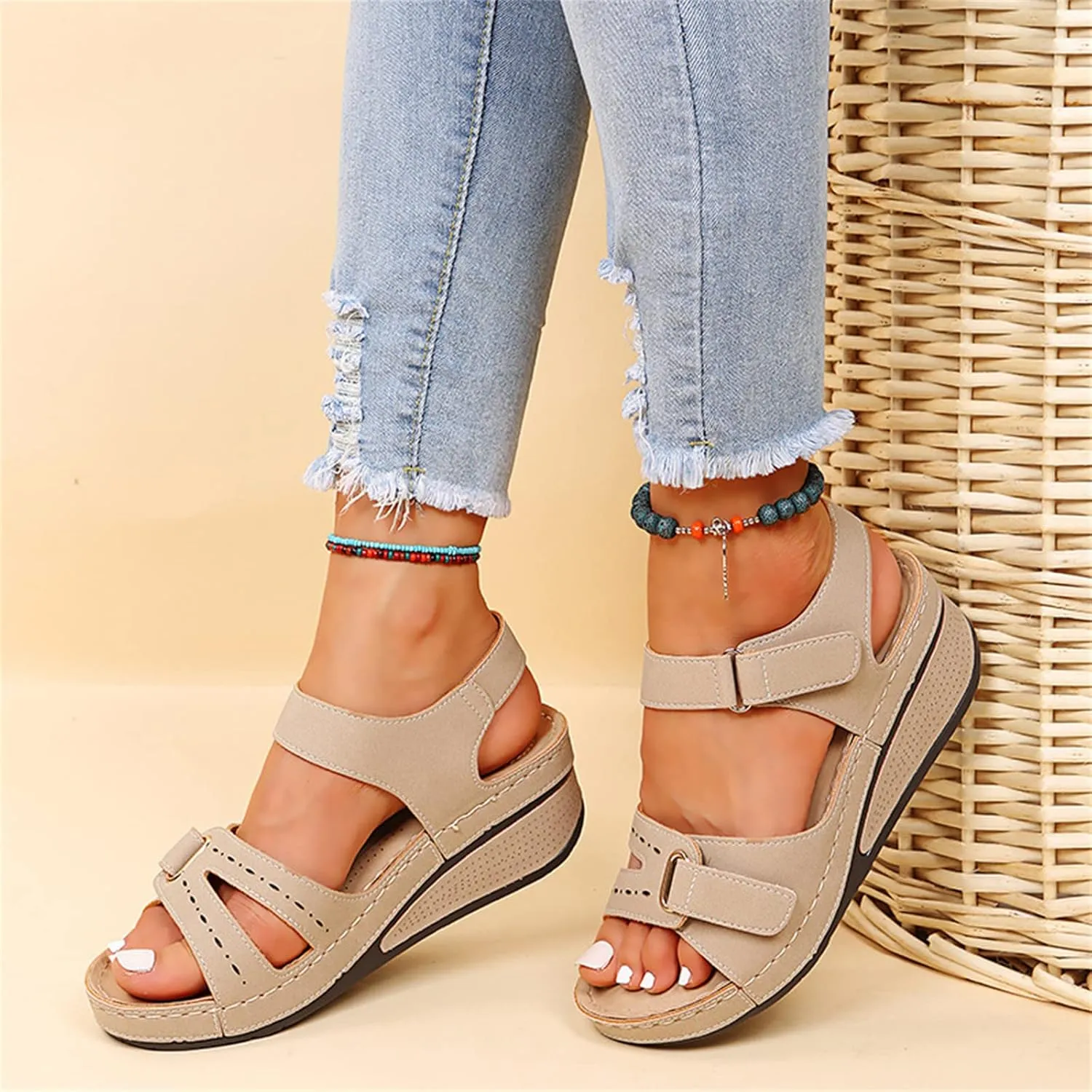 Ladmiple Orthotic Sandals For Women Wide Width Comfortable Walking Summer Orthopedic Slides Flip Flops with Arch Support