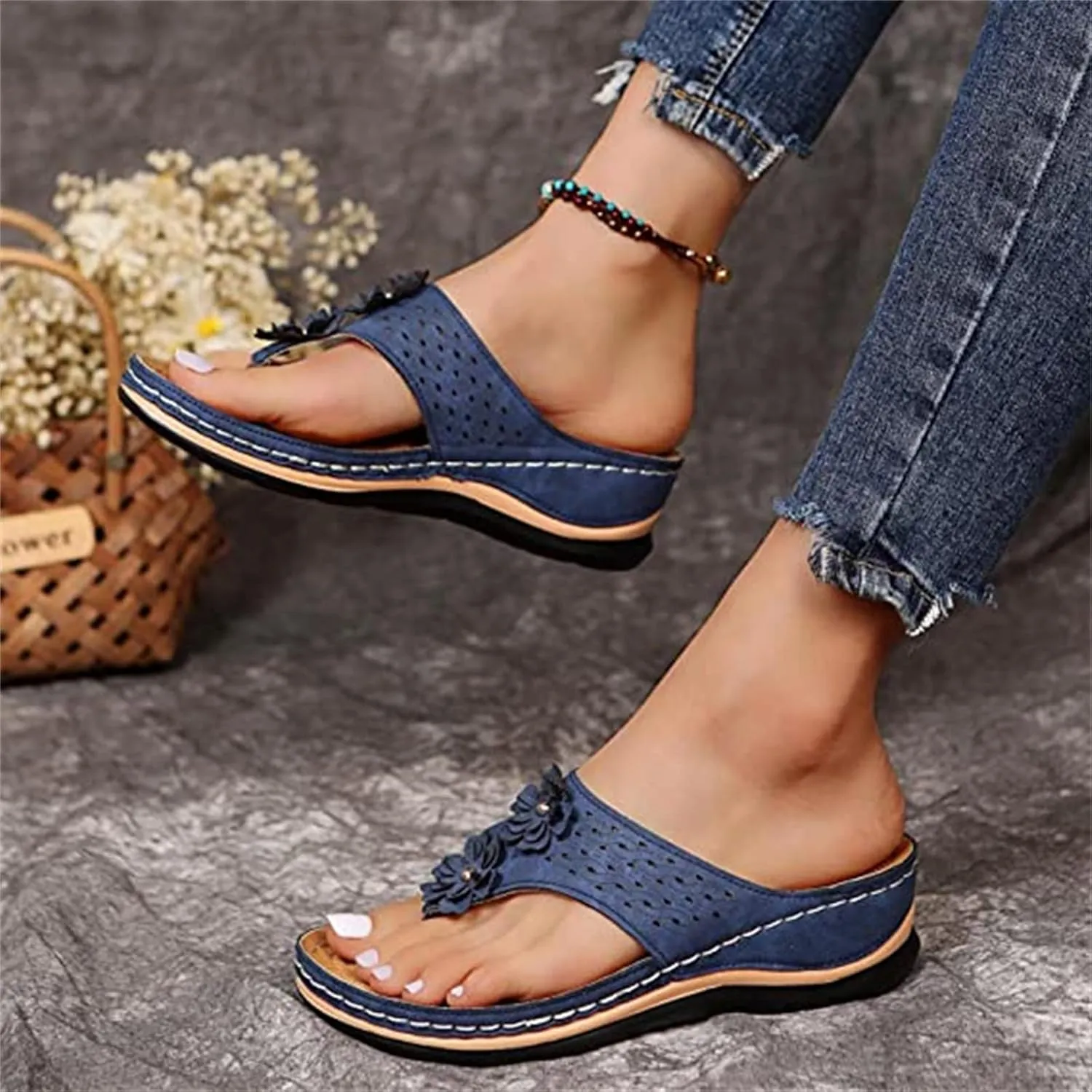 Ladmiple Orthotic Sandals Women Plantar Fasciitis Arch Support Comfortable Orthopedic Slides Dressy Summer Walking Flip Flops