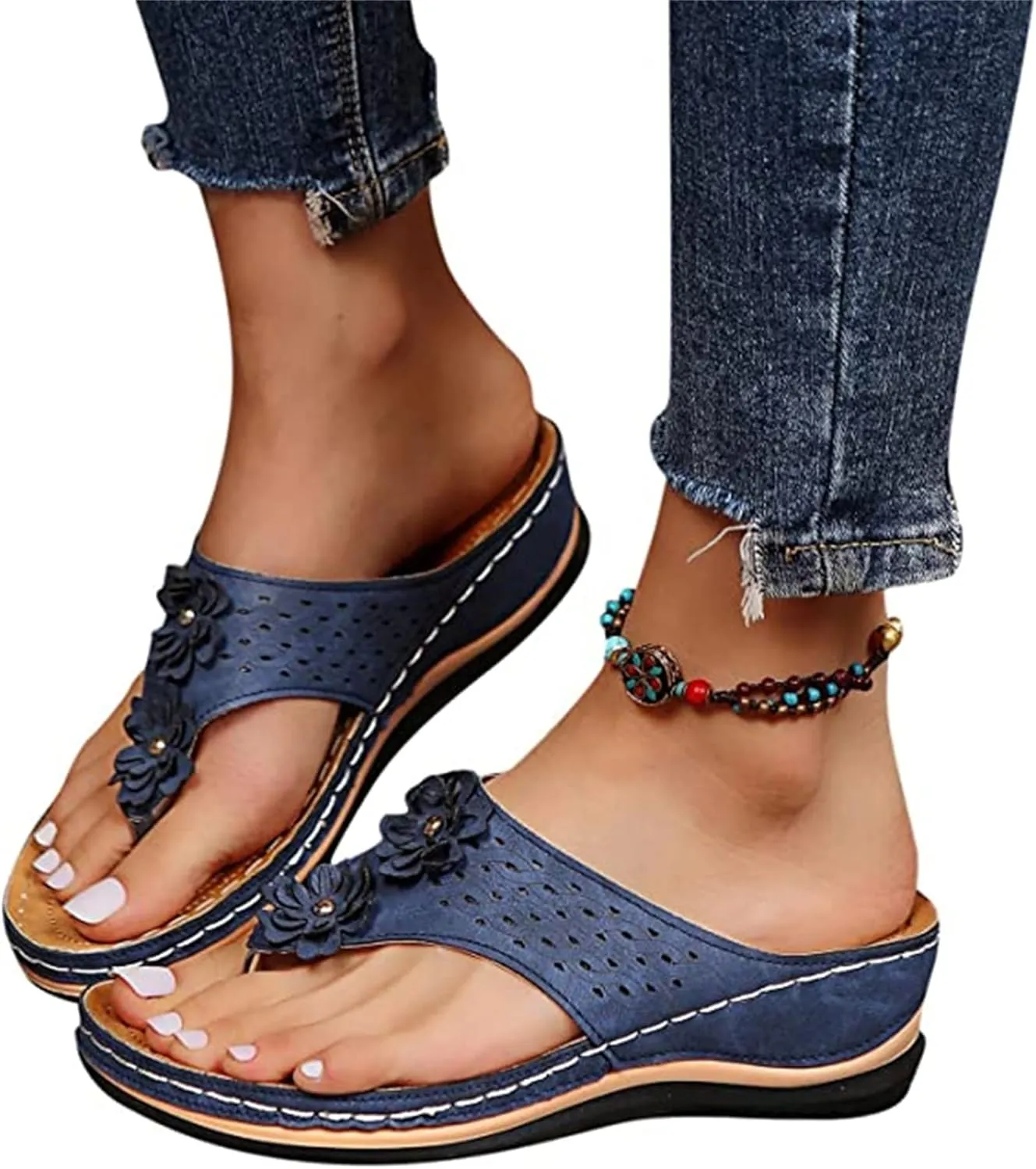 Ladmiple Orthotic Sandals Women Plantar Fasciitis Arch Support Comfortable Orthopedic Slides Dressy Summer Walking Flip Flops