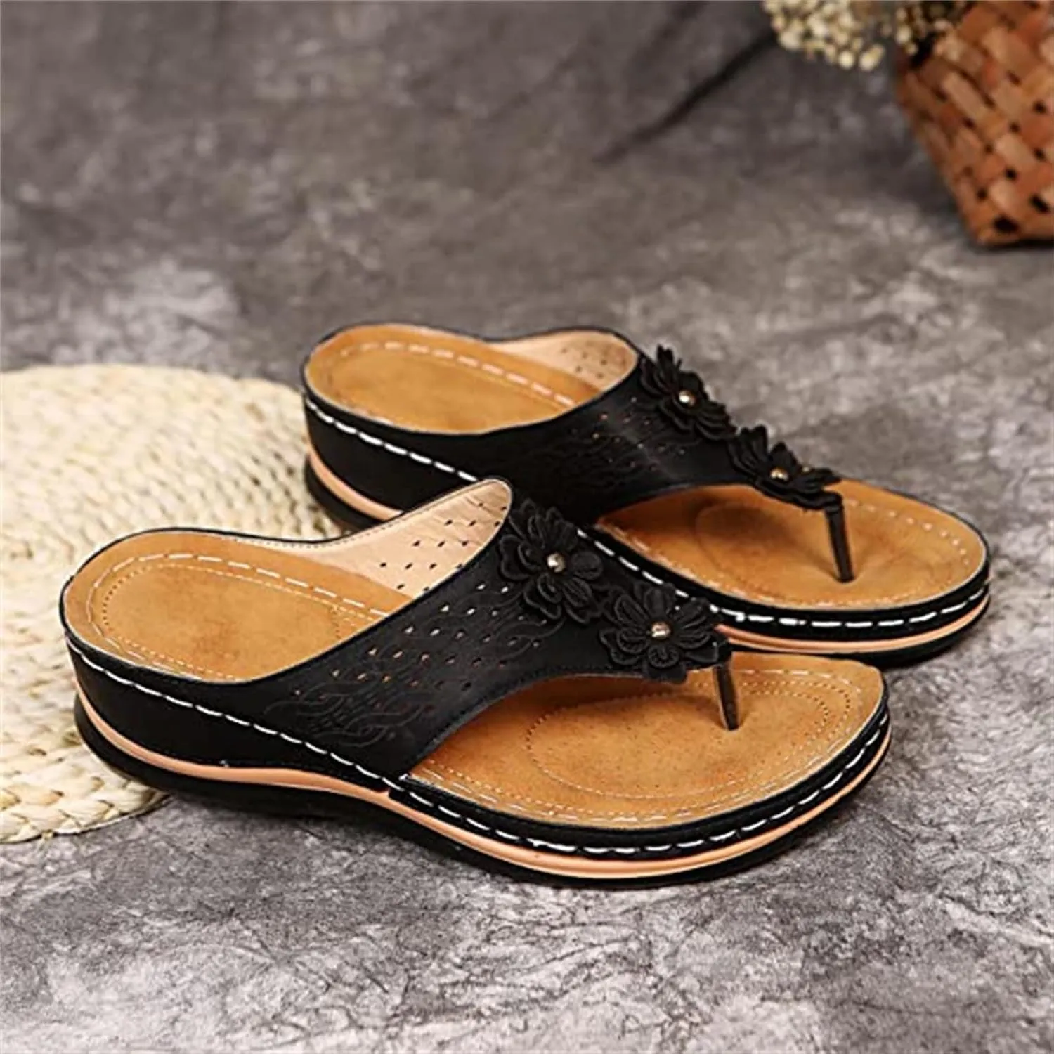 Ladmiple Orthotic Sandals Women Plantar Fasciitis Arch Support Comfortable Orthopedic Slides Dressy Summer Walking Flip Flops