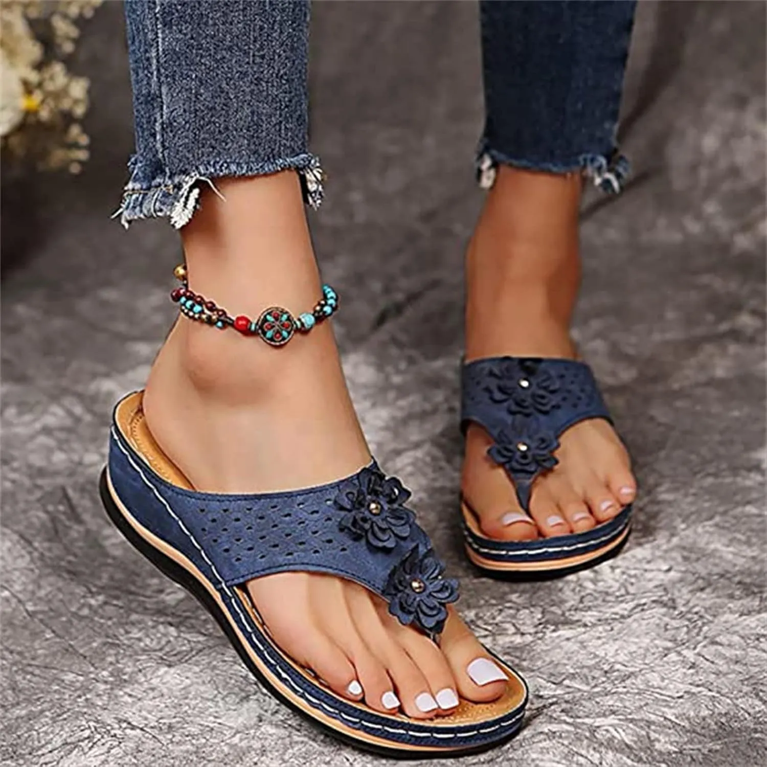 Ladmiple Orthotic Sandals Women Plantar Fasciitis Arch Support Comfortable Orthopedic Slides Dressy Summer Walking Flip Flops