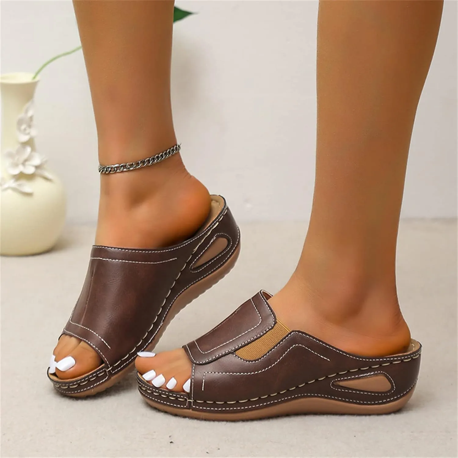 Ladmiple Orthotic Sandals Women Plantar Fasciitis Arch Support Flips Flops Flat feet Comfortable Walking Orthopedic Slides