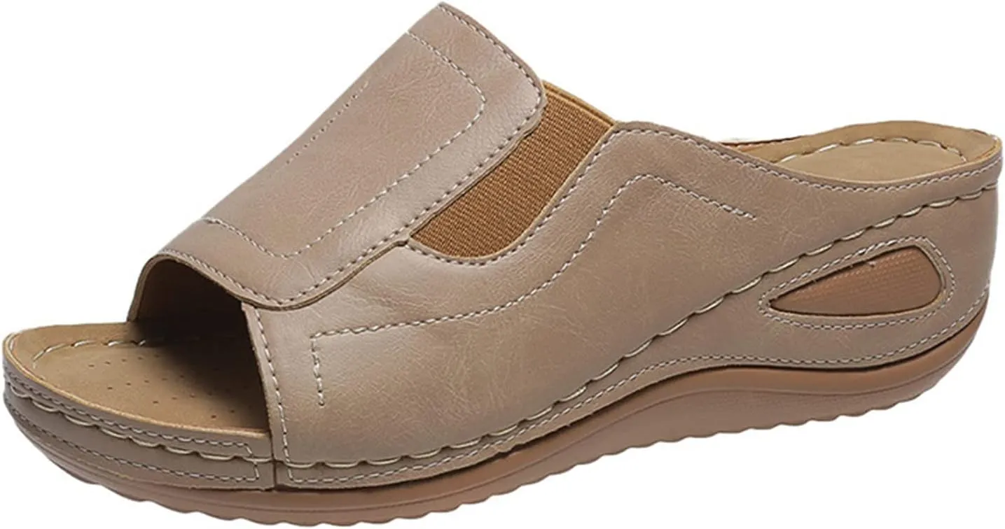 Ladmiple Sandals Women Comfortable Cute Wedge Arch Support Orthotic Flip Flops Dressy Summer Walking Orthopedic Slides Shoes