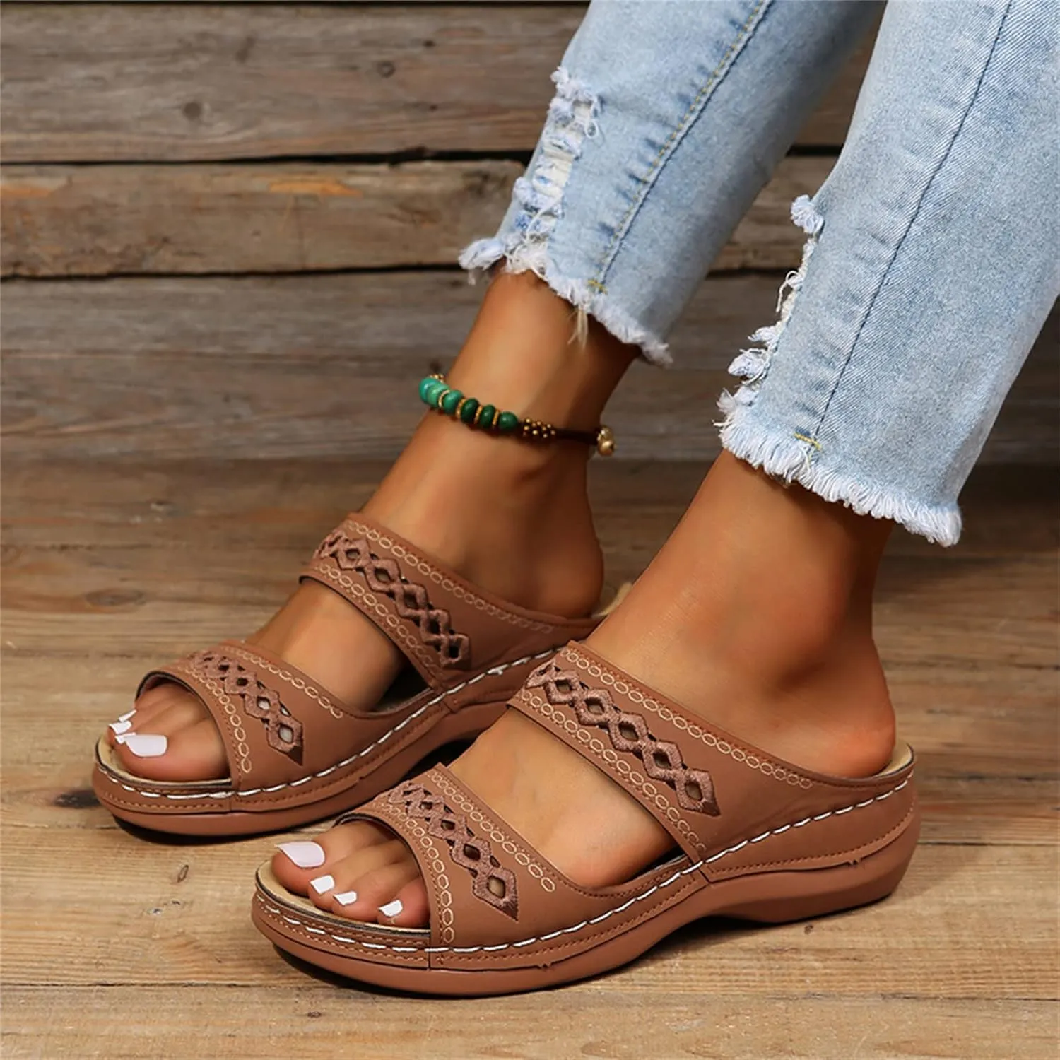 Ladmiple Sandals Women Comfortable Dressy Arch Support Orthopedic Slippers Summer Orthotic Flip Flops for Plantar Fasciitis