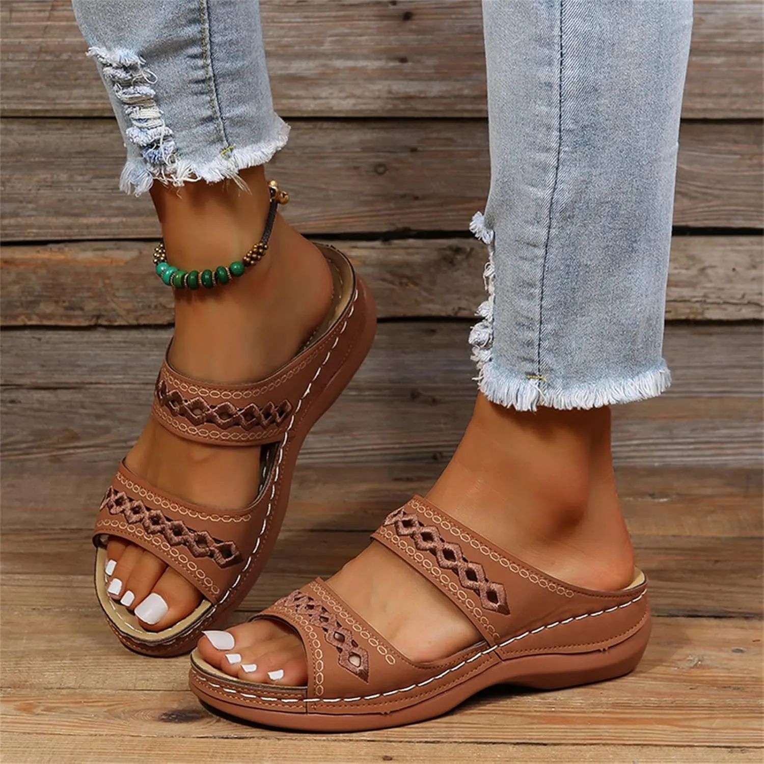 Ladmiple Sandals Women Comfortable Dressy Arch Support Orthopedic Slippers Summer Orthotic Flip Flops for Plantar Fasciitis
