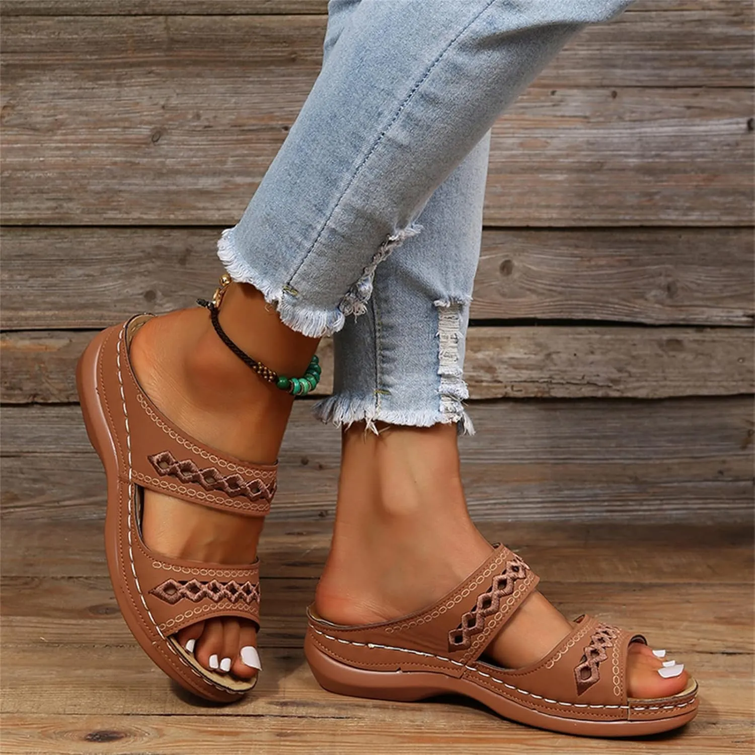 Ladmiple Sandals Women Comfortable Dressy Arch Support Orthopedic Slippers Summer Orthotic Flip Flops for Plantar Fasciitis