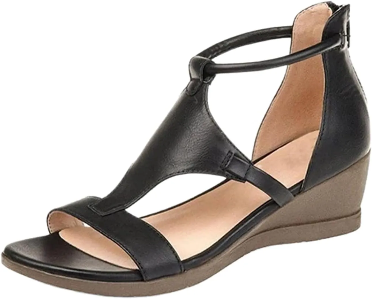 Ladmiple Sandals Women Comfortable Dressy Wedge Sandals Heels Open Toe Ankle Strap Slip on Platform Casual Summer Dress Shoes
