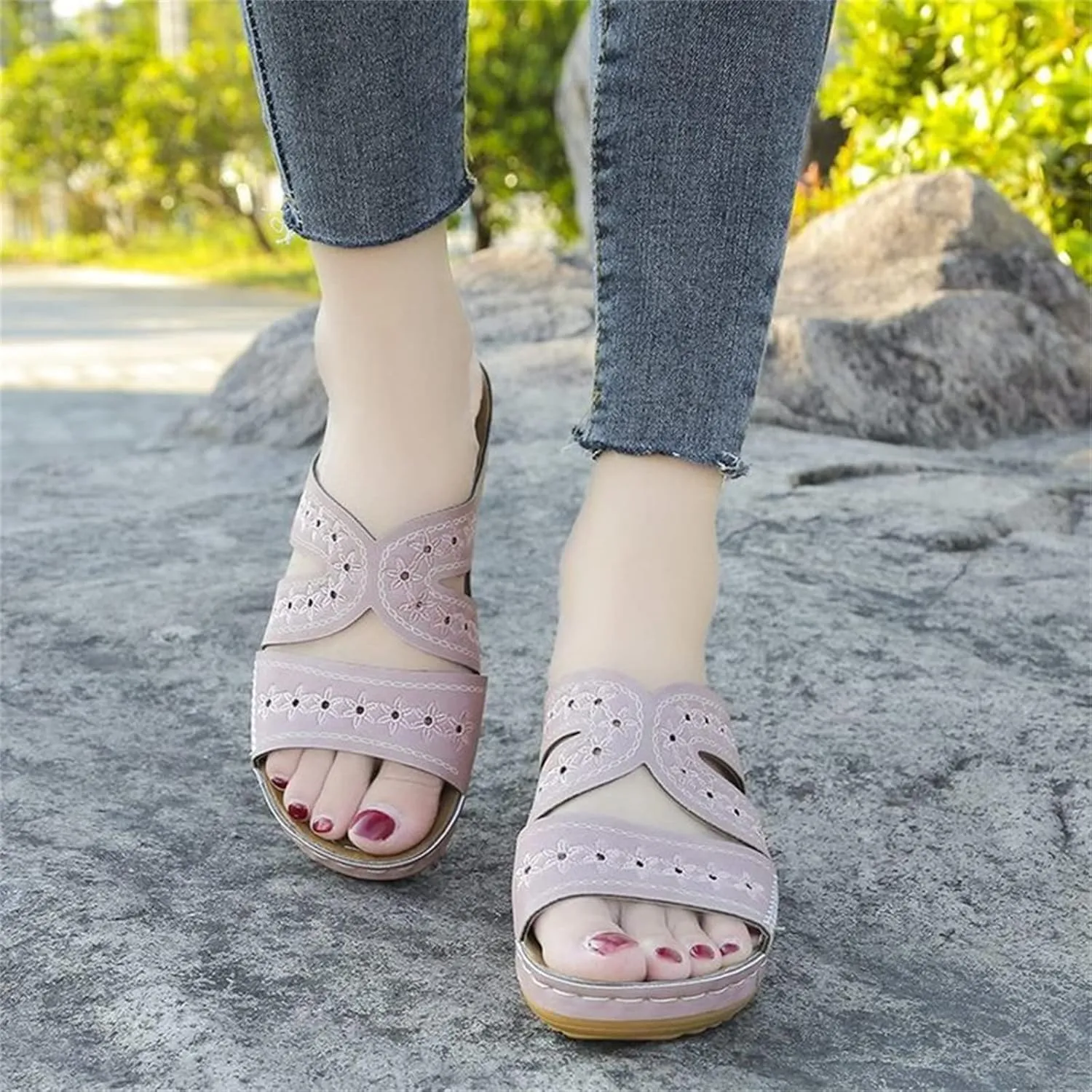 Ladmiple Sandals Women Dressy Summer Flat Walking Comfortable Arch Support Orthotic Flip Flops Cute Orthopedic Slides 2024