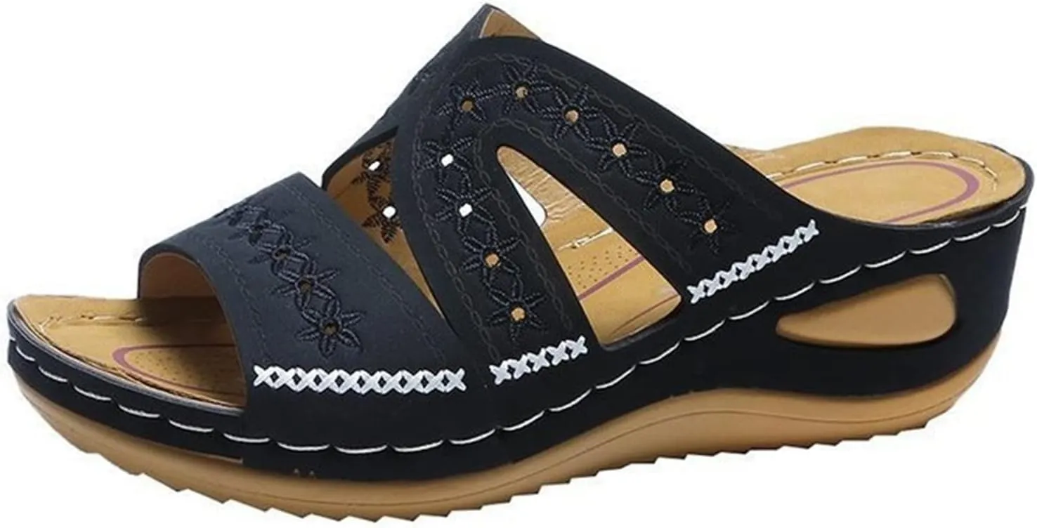 Ladmiple Sandals Women Dressy Summer Flat Walking Comfortable Slip On Orthotic Flip Flops Orthopedic Slides With Arch Support