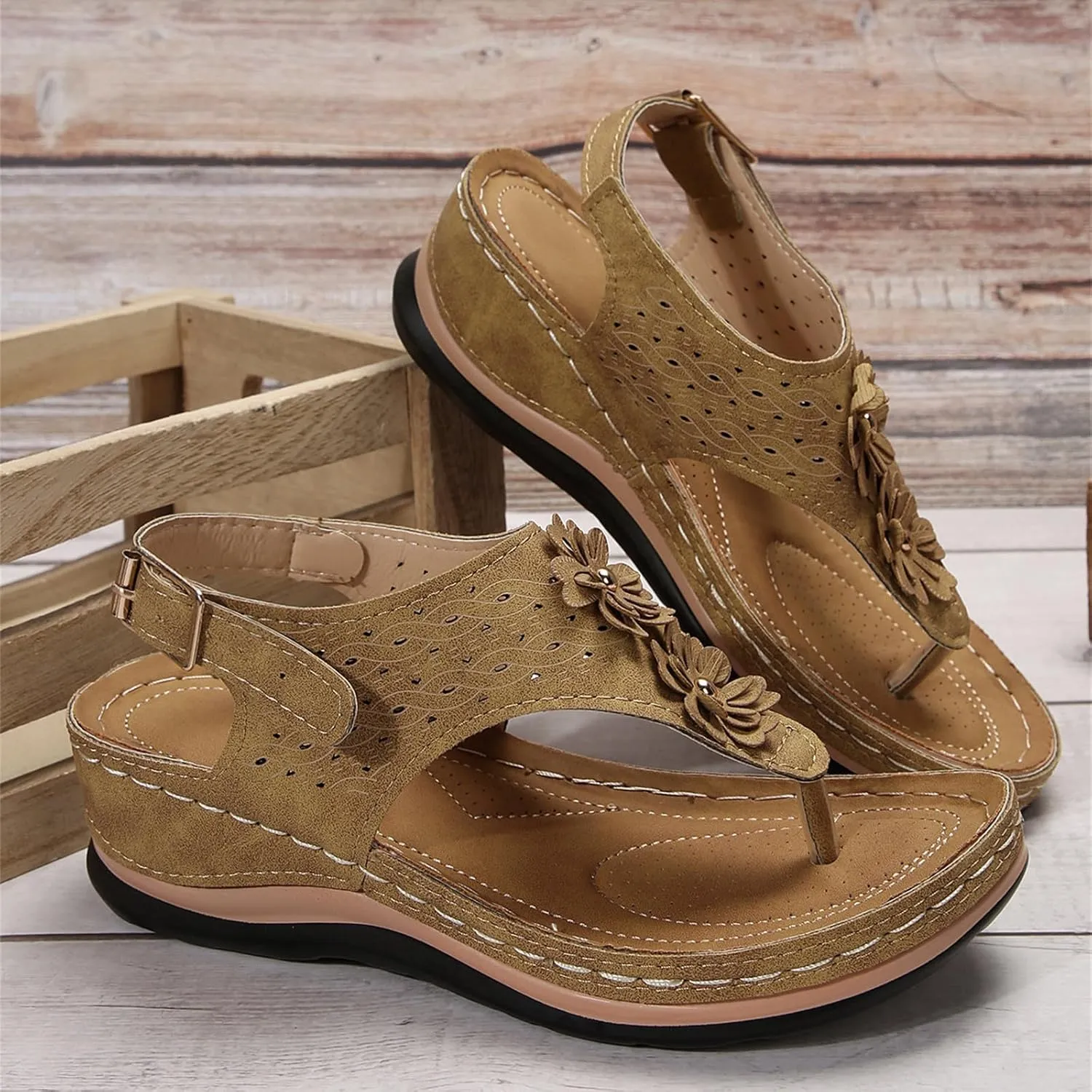 Ladmiple Sandals Women Dressy Summer Wedge Comfortable Walking Orthopedic Flip Flops Orthotic Slides with Arch Support 2024