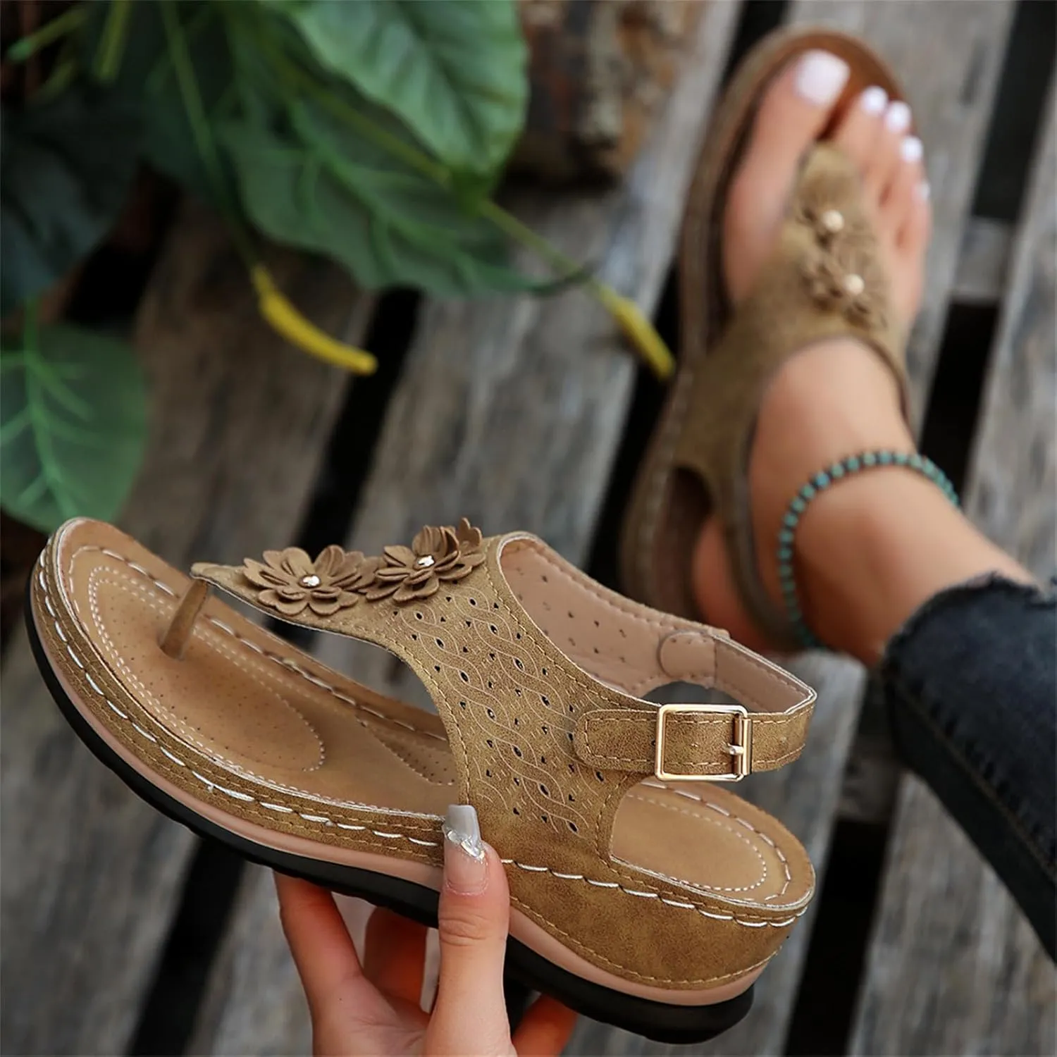 Ladmiple Sandals Women Dressy Summer Wedge Comfortable Walking Orthopedic Flip Flops Orthotic Slides with Arch Support 2024