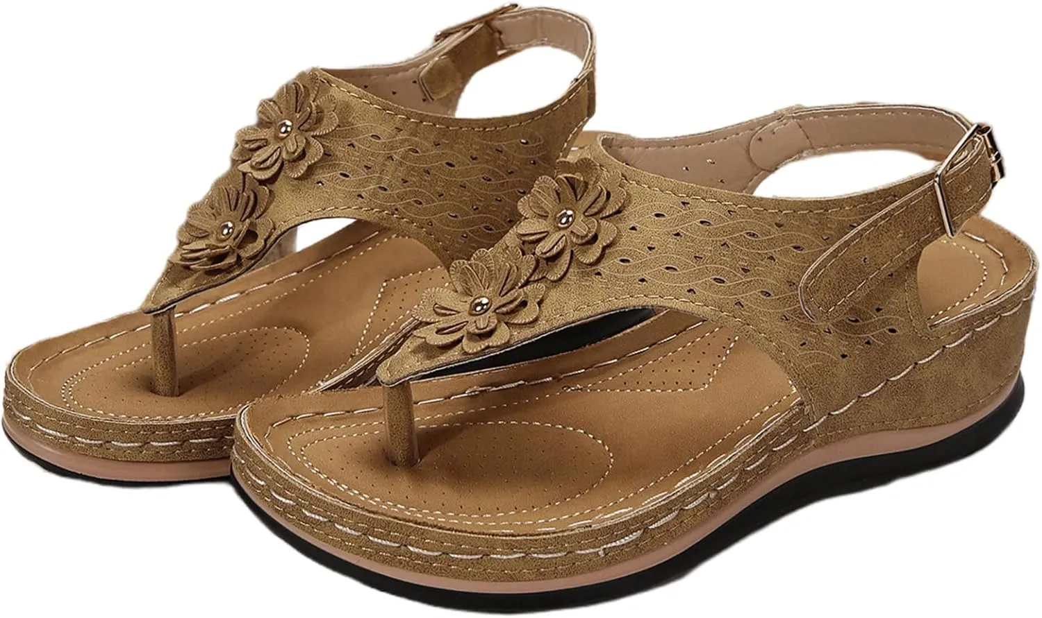 Ladmiple Sandals Women Dressy Summer Wedge Comfortable Walking Orthopedic Flip Flops Orthotic Slides with Arch Support 2024