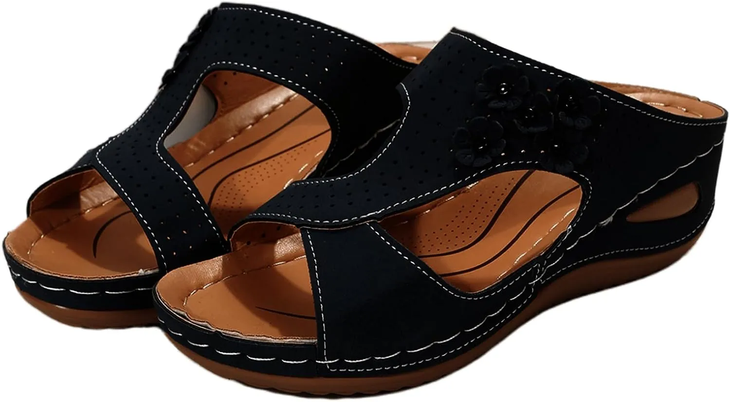 Ladmiple Sandals Women Fashion Flat Orthopedic Walking Slippers Dressy Summer Slip On Orthotic Flip Flops with Arch Support
