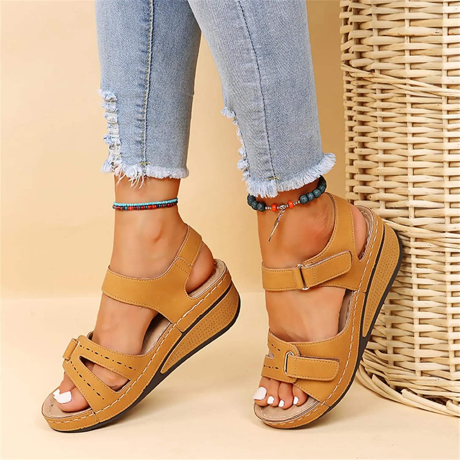 Ladmiple Women's Sandals Comfortable Dressy Orthopedic Arch Support Flip Flops Walking Orthotic Slides Summer Shoes 2024