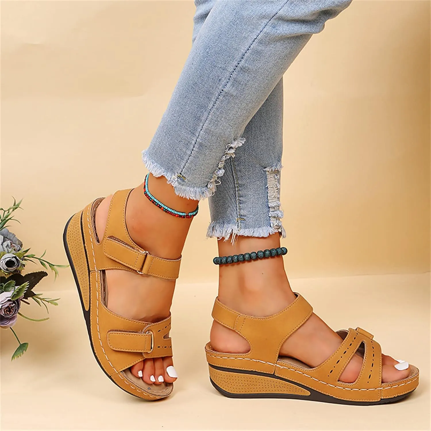 Ladmiple Women's Sandals Comfortable Dressy Orthopedic Arch Support Flip Flops Walking Orthotic Slides Summer Shoes 2024
