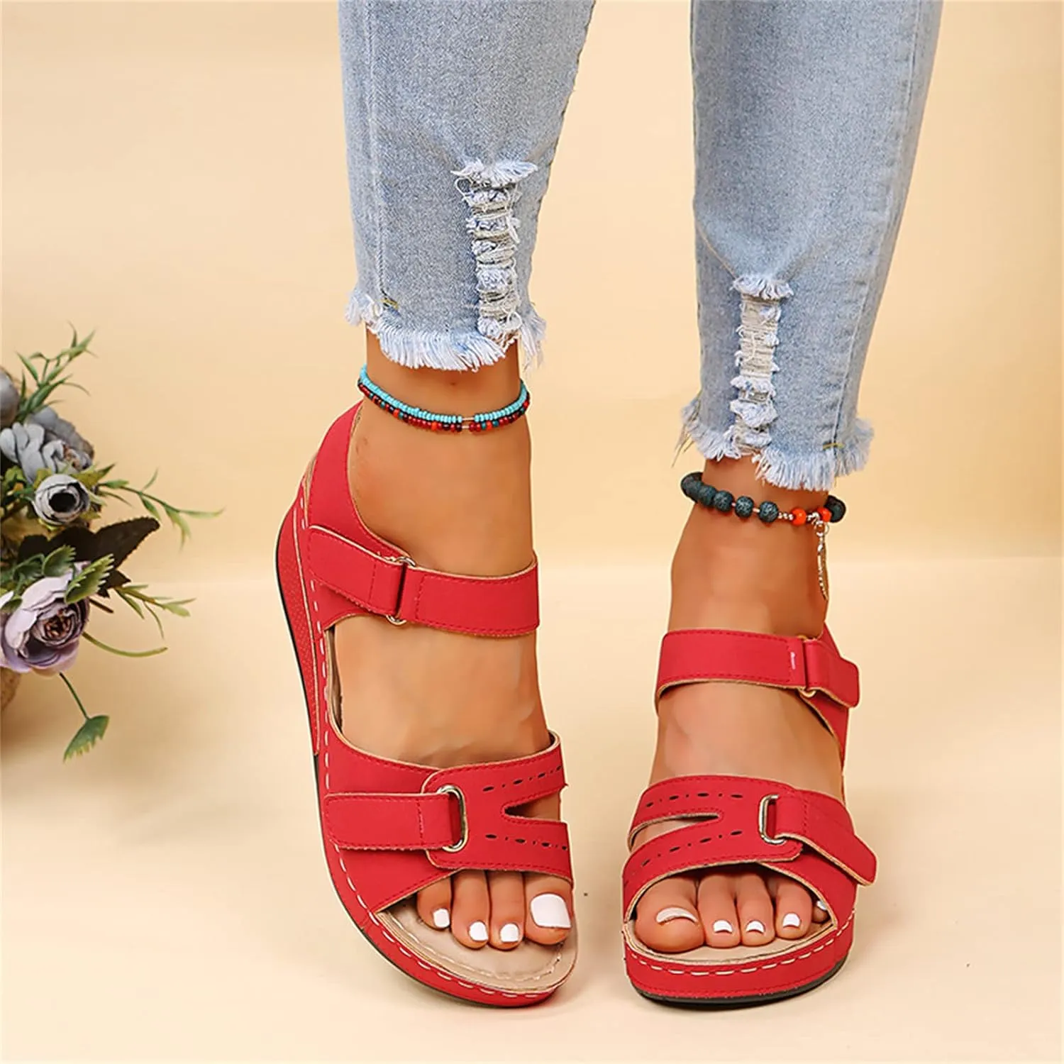 Ladmiple Women's Sandals Comfortable Dressy Orthopedic Arch Support Flip Flops Walking Orthotic Slides Summer Shoes 2024