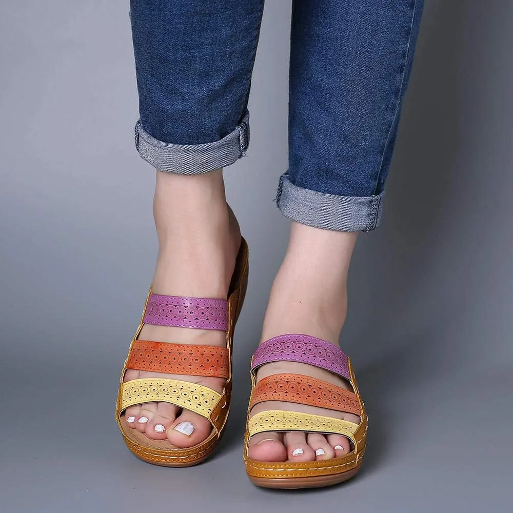 Ladmiple Womens Sandals Comfortable Dressy Slip On Orthotic Walking Slides Open Toe Arch Support Summer Orthopedic Flip Flops