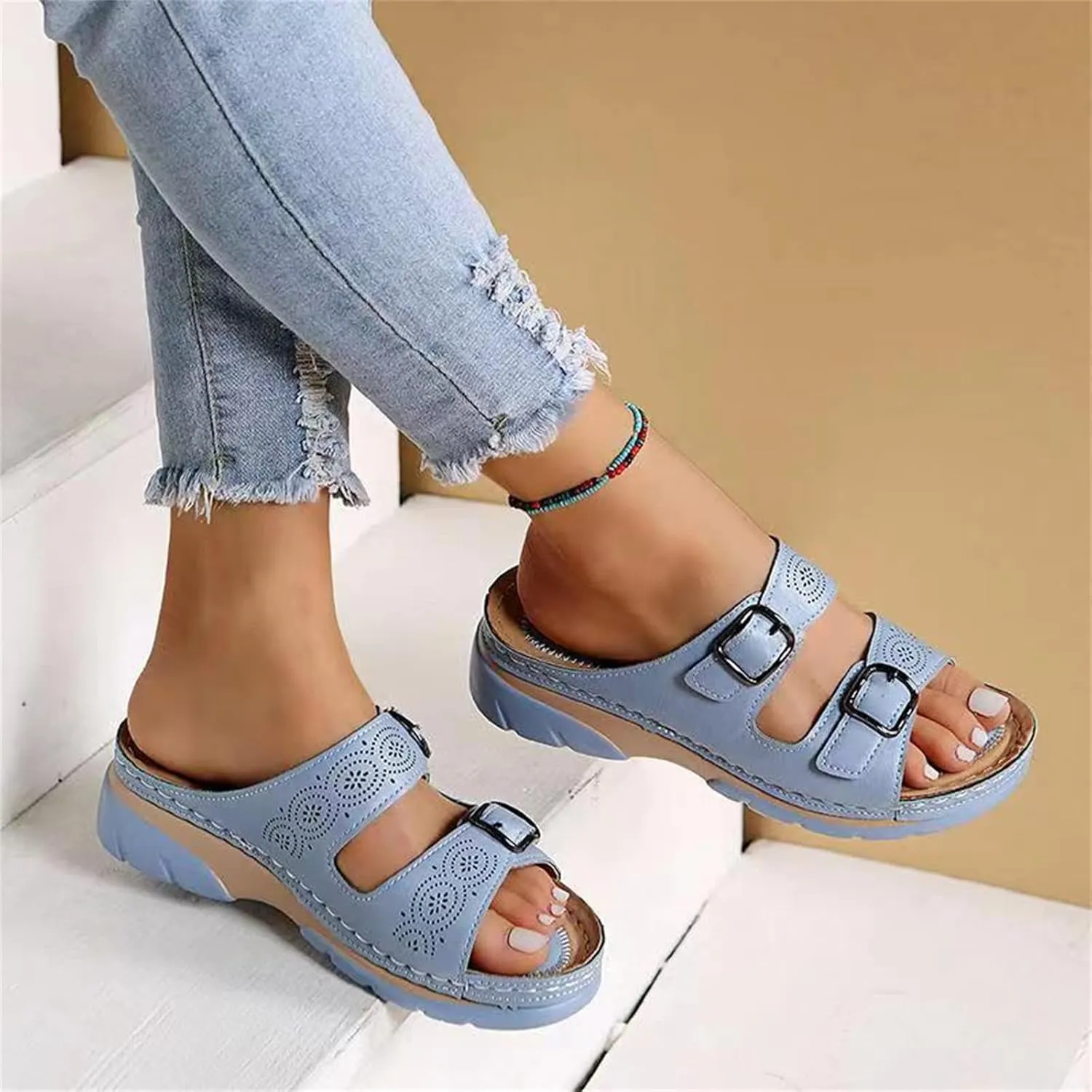 Ladmiple Womens Sandals Comfortable Walking Orthopedic Arch Support Flip Flops Dressy Summer Beach Shoes Orthotic Slides