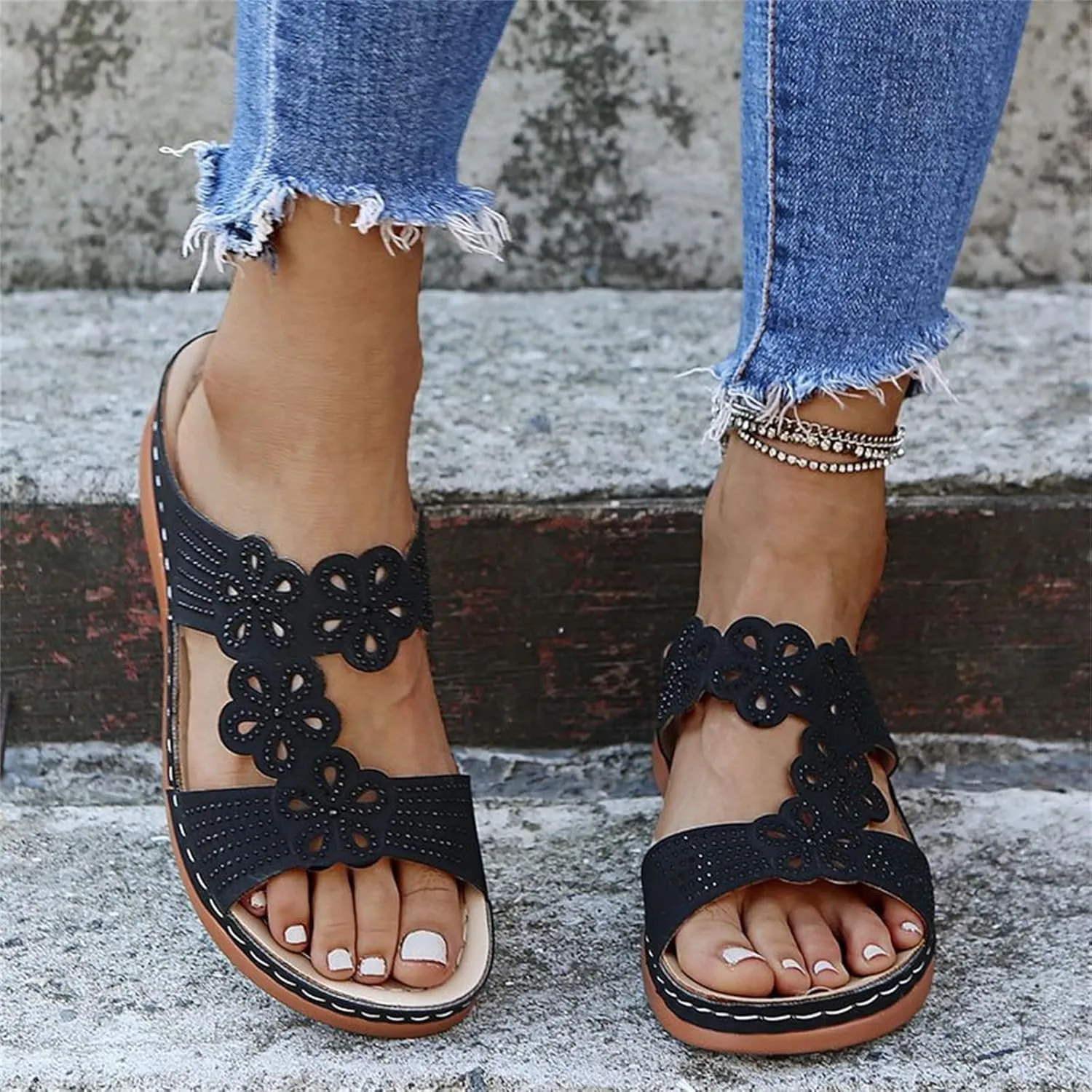 Ladmiple Womens Sandals Comfortable Walking Orthopedic Arch Support Flip Flops Dressy Summer Orthotic Slides Sandalias 2024