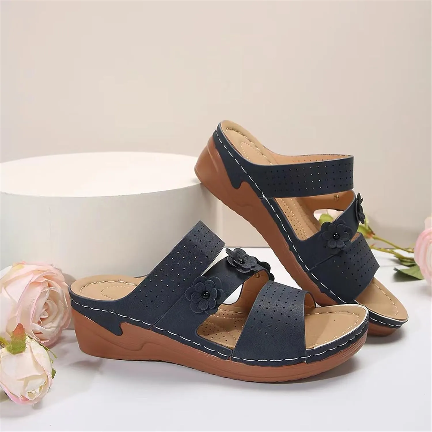 Ladmiple Womens Sandals Dressy Casual Comfortable Walking Orthopedic Slippers Summer Orthotic Flip Flops with Arch Support