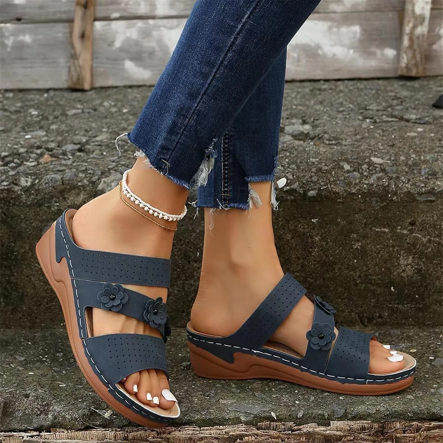 Ladmiple Womens Sandals Dressy Casual Comfortable Walking Orthopedic Slippers Summer Orthotic Flip Flops with Arch Support
