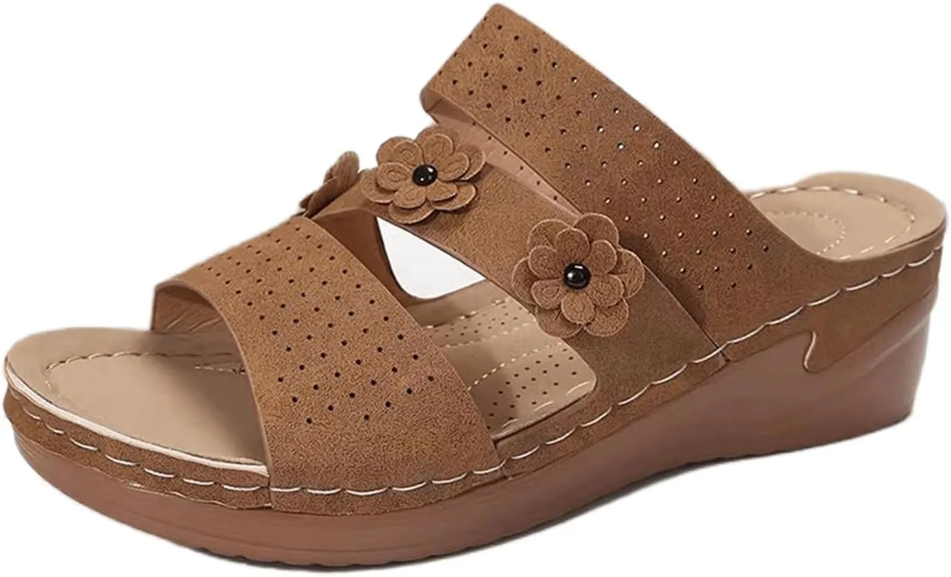 Ladmiple Womens Sandals Dressy Flat Arch Support Comfortable Walking Orthopedic Flip Flops Summer Orthotic Slides Beach Shoes