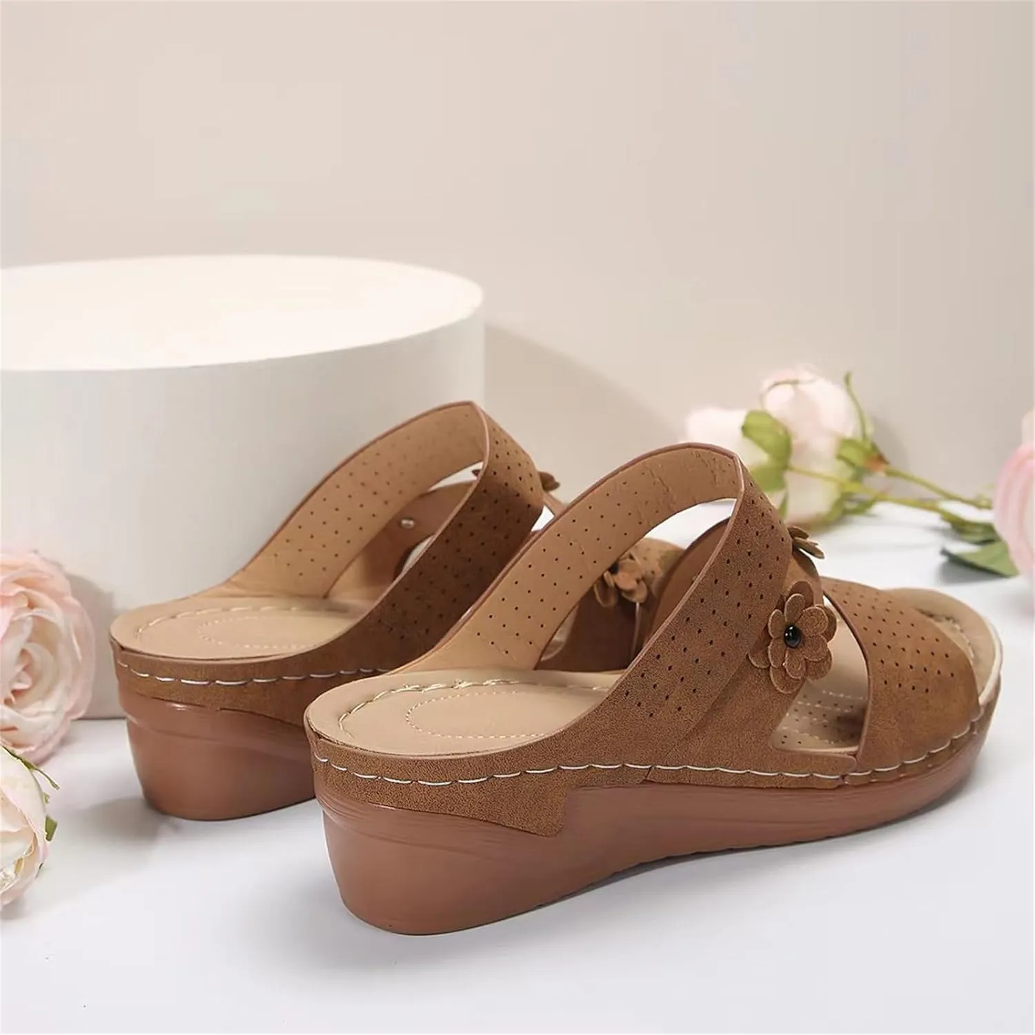 Ladmiple Womens Sandals Dressy Flat Arch Support Comfortable Walking Orthopedic Flip Flops Summer Orthotic Slides Beach Shoes
