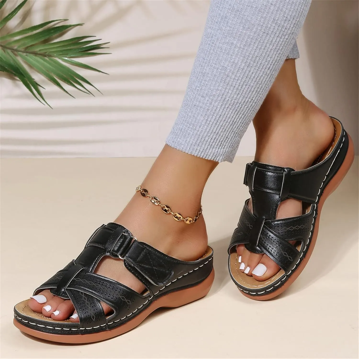 Ladmiple Womens Sandals With Arch Support Plantar Fasciitis Comfortable Orthotic Flip Flops Dressy Summer Orthopedic Slides