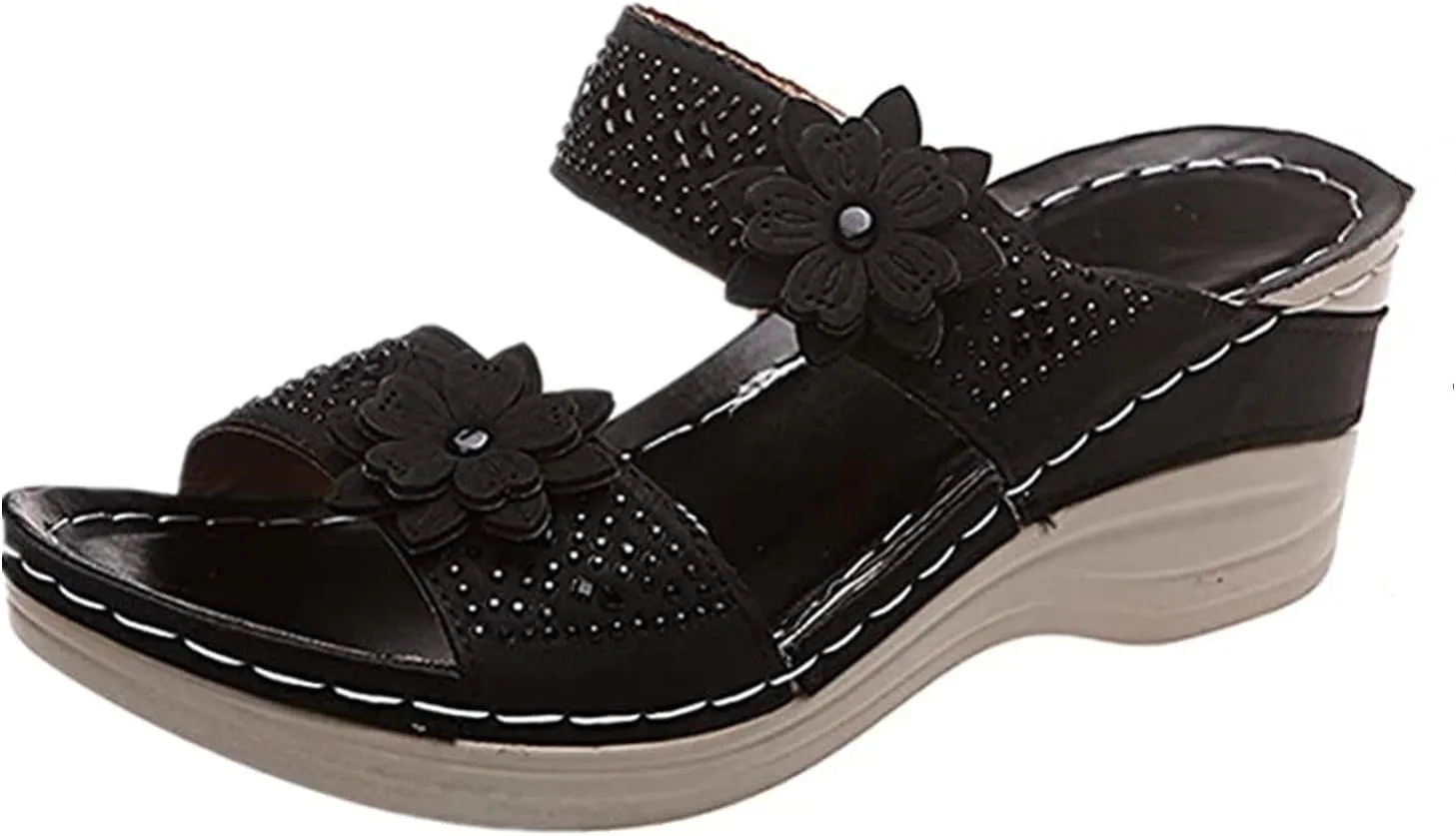 Ladmiple Womens Sandals With Arch Support Walking Comfort Orthotic Slides Open Toe Dressy Summer Orthopedic Flip Flops