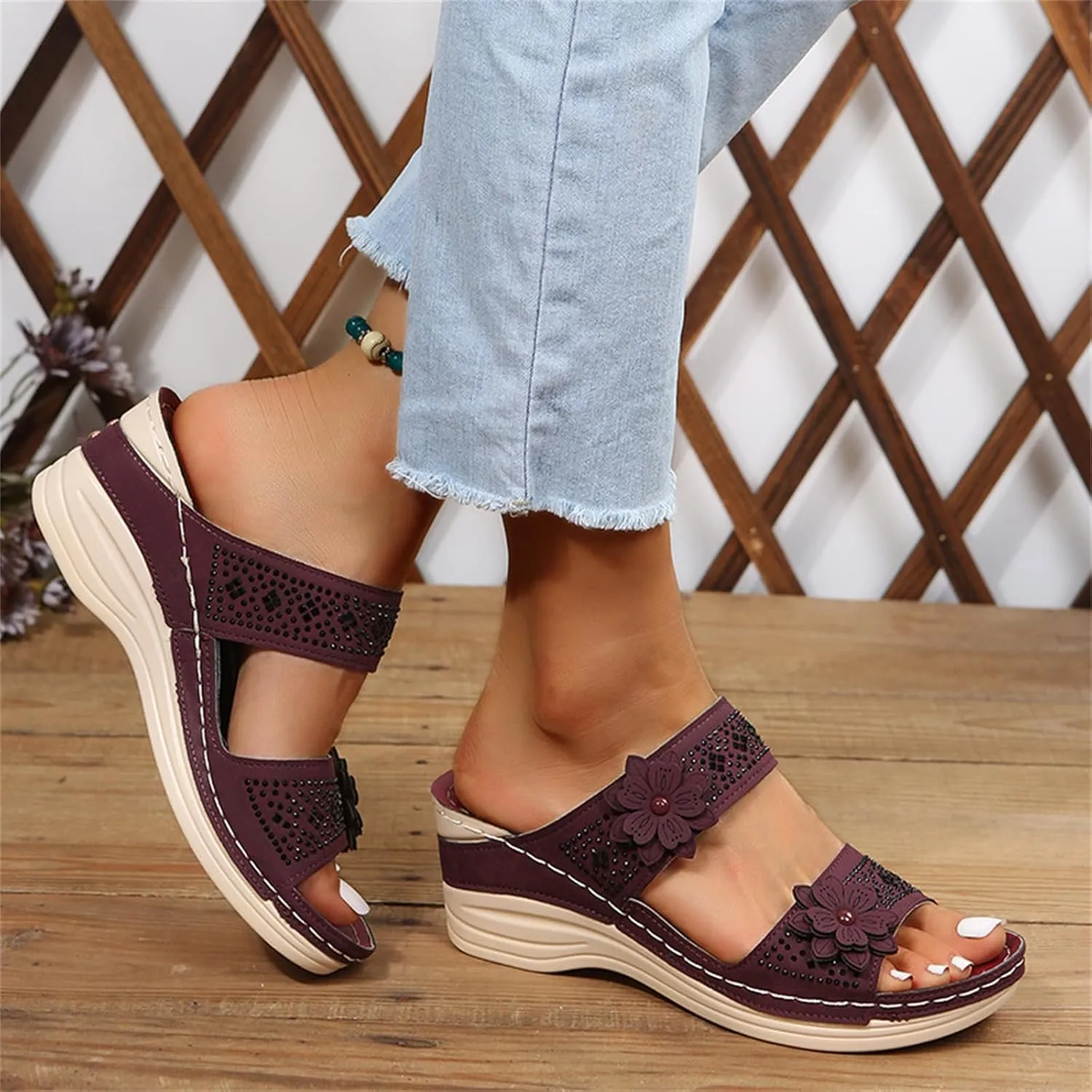 Ladmiple Womens Sandals With Arch Support Walking Comfort Orthotic Slides Open Toe Dressy Summer Orthopedic Flip Flops