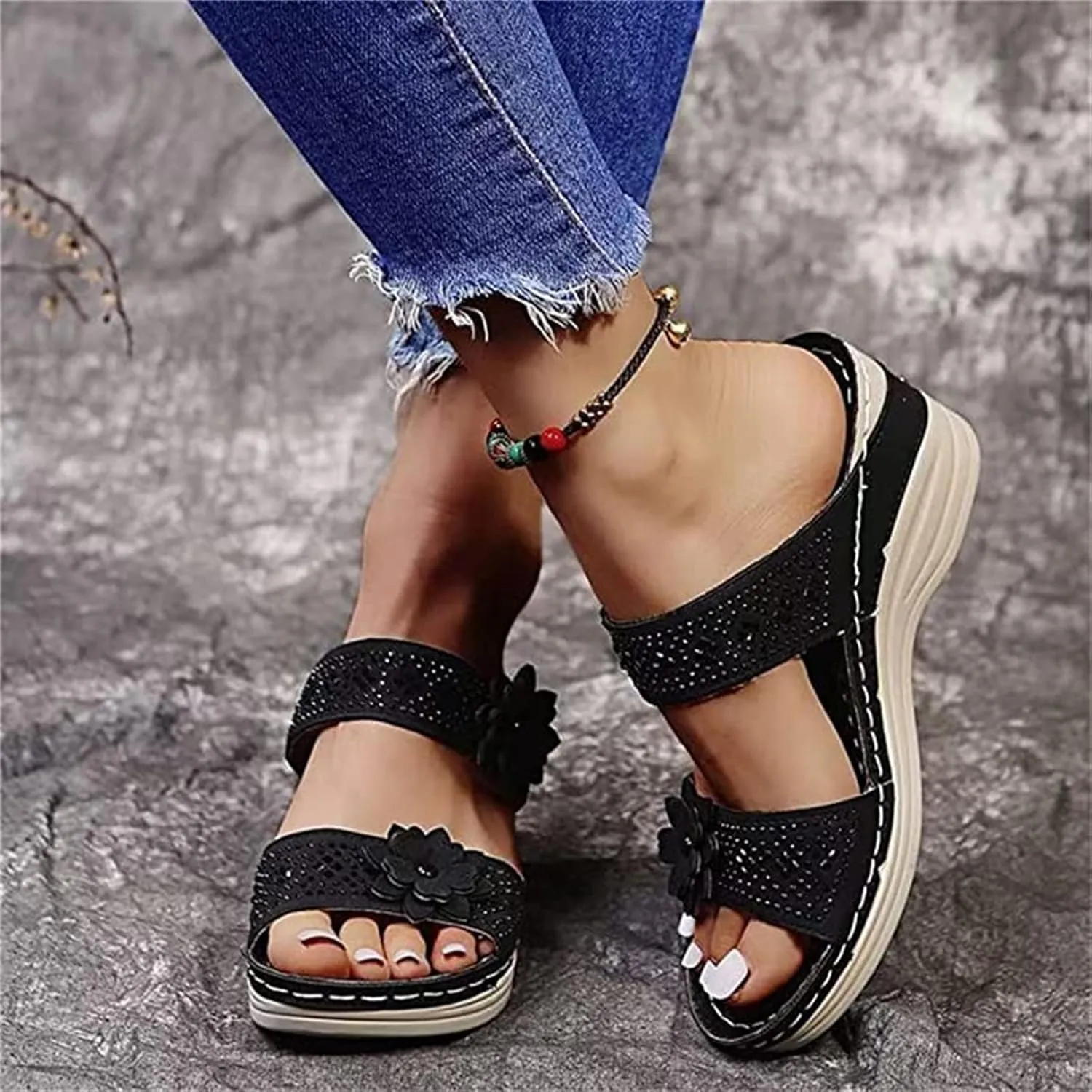 Ladmiple Womens Sandals With Arch Support Walking Comfort Orthotic Slides Open Toe Dressy Summer Orthopedic Flip Flops