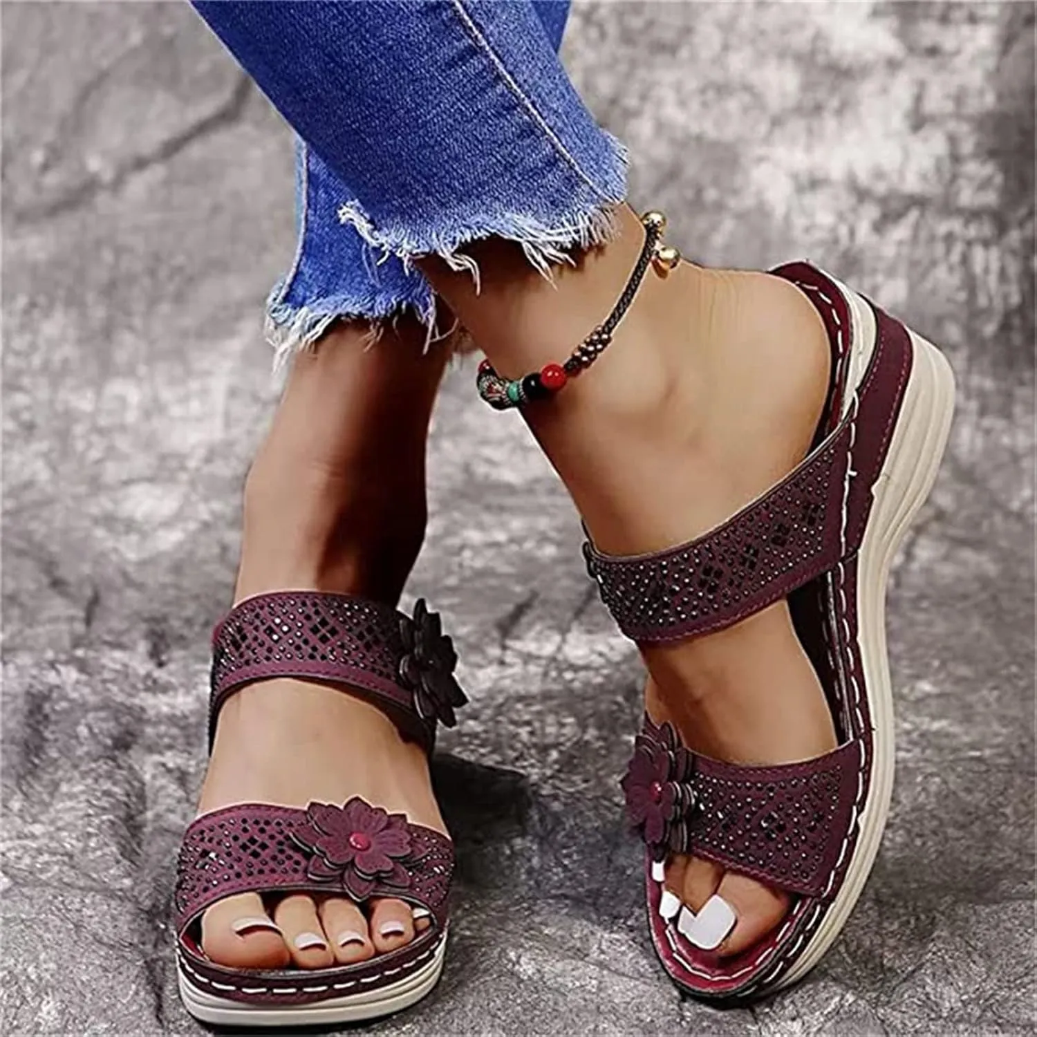 Ladmiple Womens Sandals With Arch Support Walking Comfort Orthotic Slides Open Toe Dressy Summer Orthopedic Flip Flops