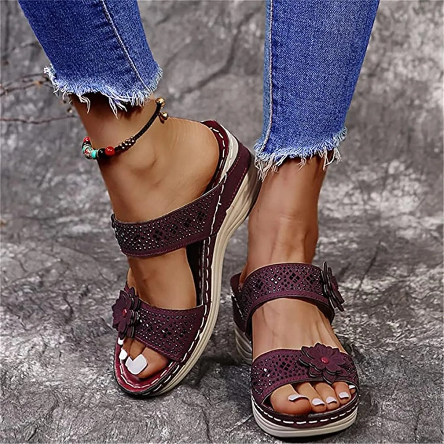 Ladmiple Womens Sandals With Arch Support Walking Comfort Orthotic Slides Open Toe Dressy Summer Orthopedic Flip Flops
