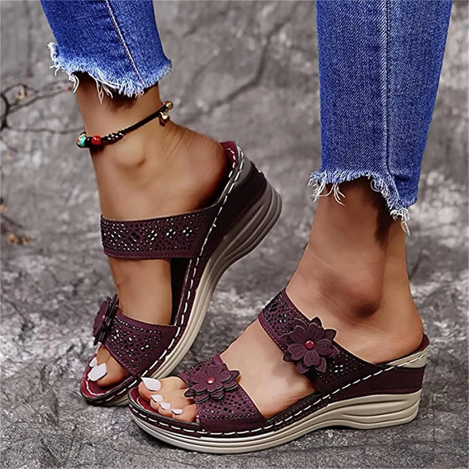 Ladmiple Womens Sandals With Arch Support Walking Comfort Orthotic Slides Open Toe Dressy Summer Orthopedic Flip Flops