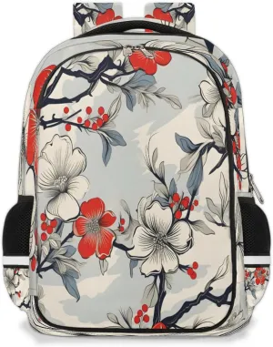 Laptop Backpack for Women Men Cherry Blossom Backpack for Travel Large Lightweight Back Pack Bookbag Waterproof Daypack Travel Backpack with Multiple Pockets