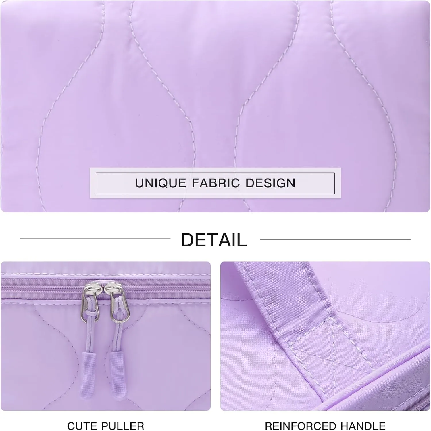 Large Capacity Makeup Bag with Brush Holder,Quilted Cosmetic Bag for Girls, Travel Organizer Bag for Accessories Purple