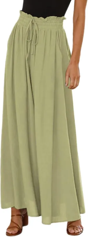 Linen Pants Women Summer Cotton Linen Casual Trousers with Pockets Capris for Women Loose Knit-Waist Cargo Capri Pant