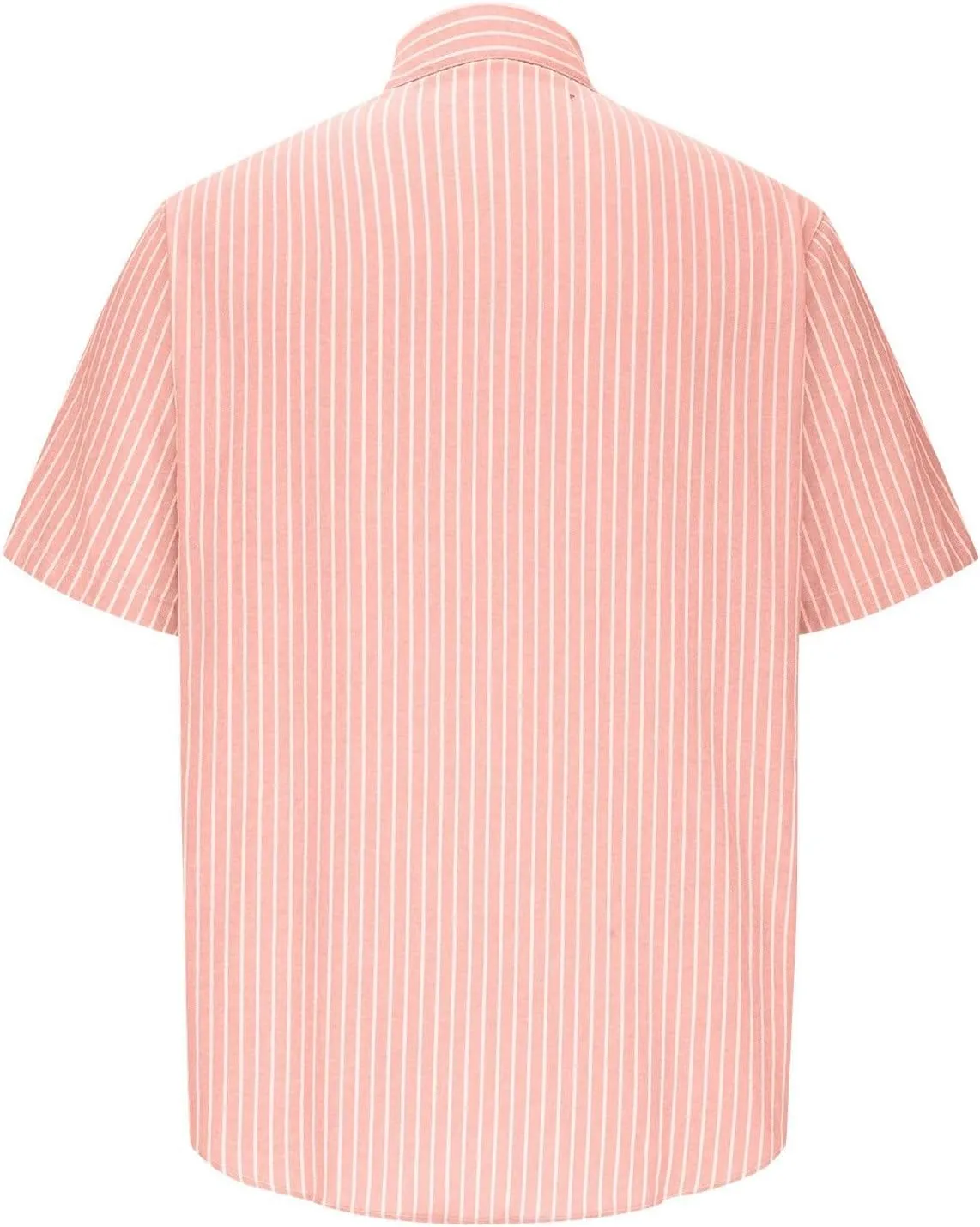 Linen Shirt for Men Summer Vacation Beach Short Sleeve Striped Button Down Casual Hawaiian Shirt