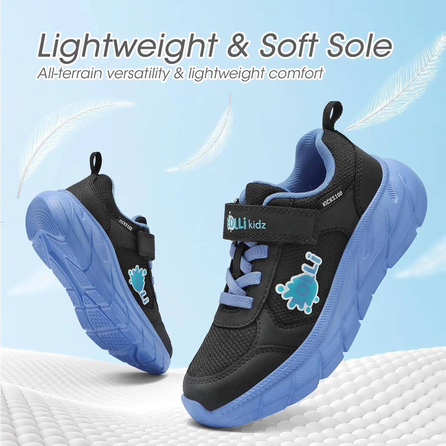 LOLLi kidz Kids Tennis Shoes for Boys and Girls Lightweight Breathable Athletic Great Grip Running Gym Sport Sneakers from