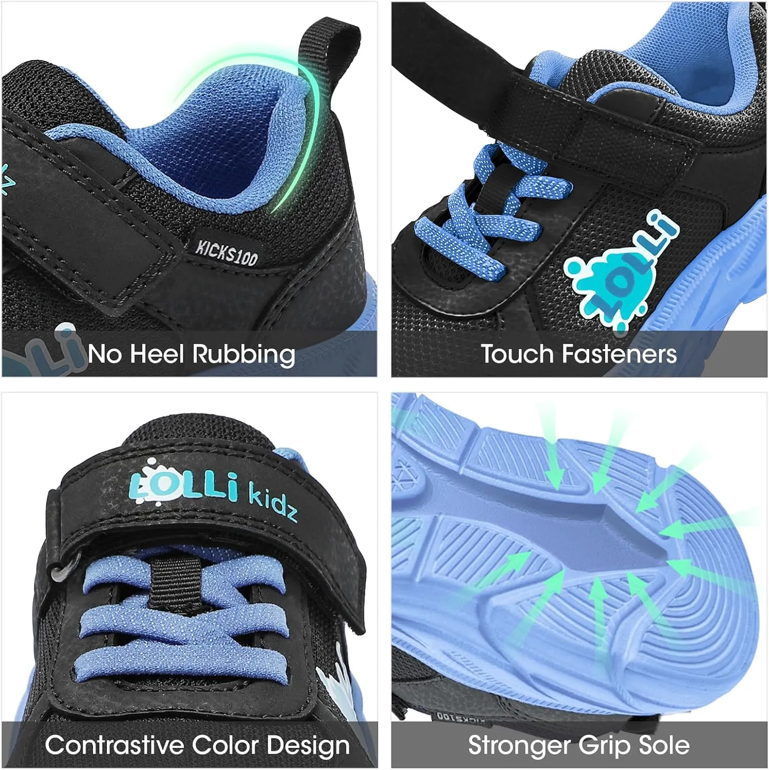 LOLLi kidz Kids Tennis Shoes for Boys and Girls Lightweight Breathable Athletic Great Grip Running Gym Sport Sneakers from