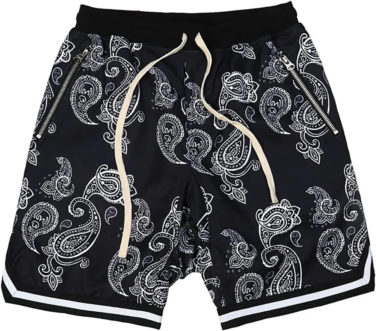 MECH-ENG Men's Paisley Shorts Athletic Casual Workout Gym Basketball Shorts Bandana Drawstring Shorts
