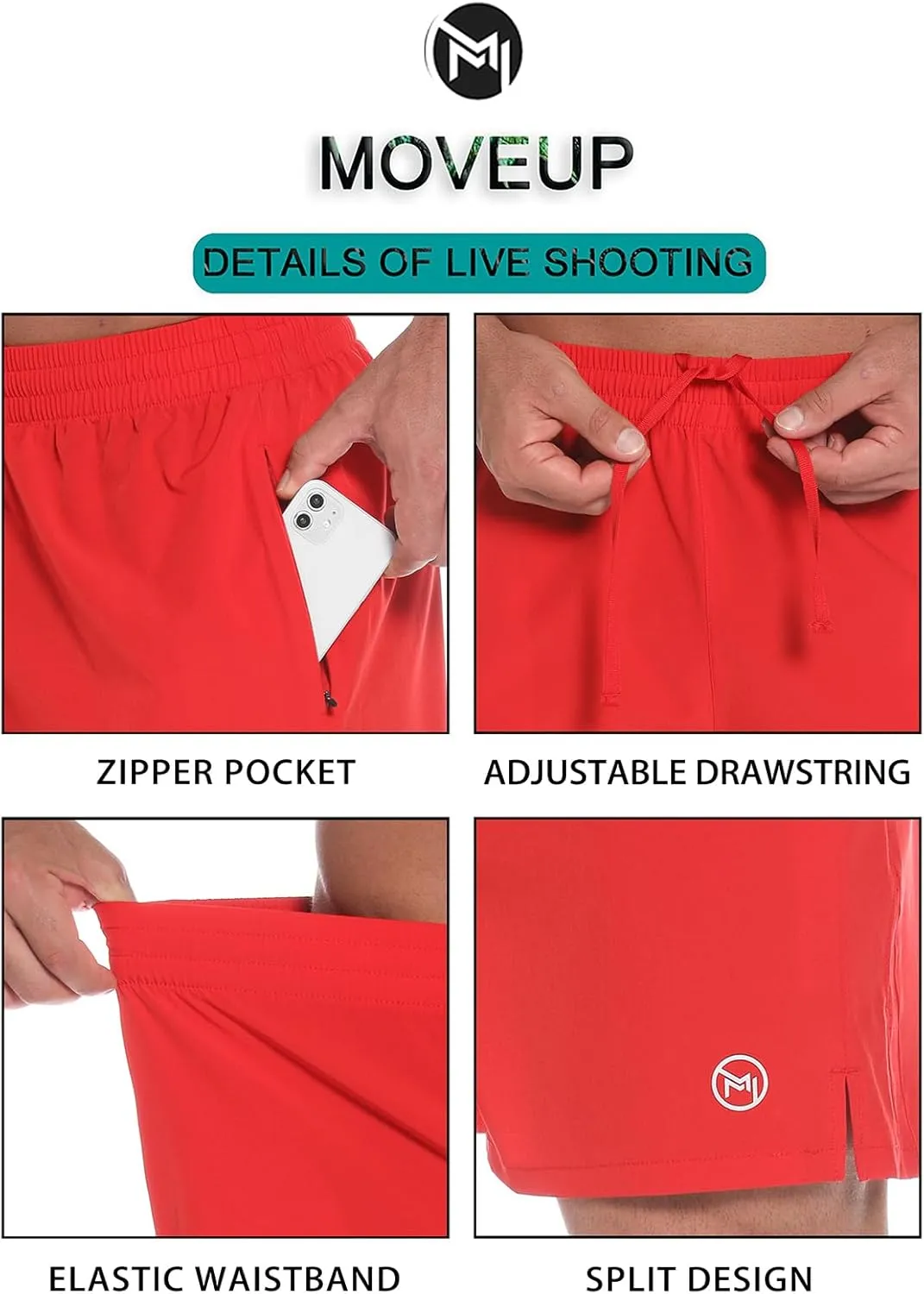 Men's Athletic Running Shorts Quick Dry Workout Shorts Lightweight Sports Gym Basketball Shorts Hiking