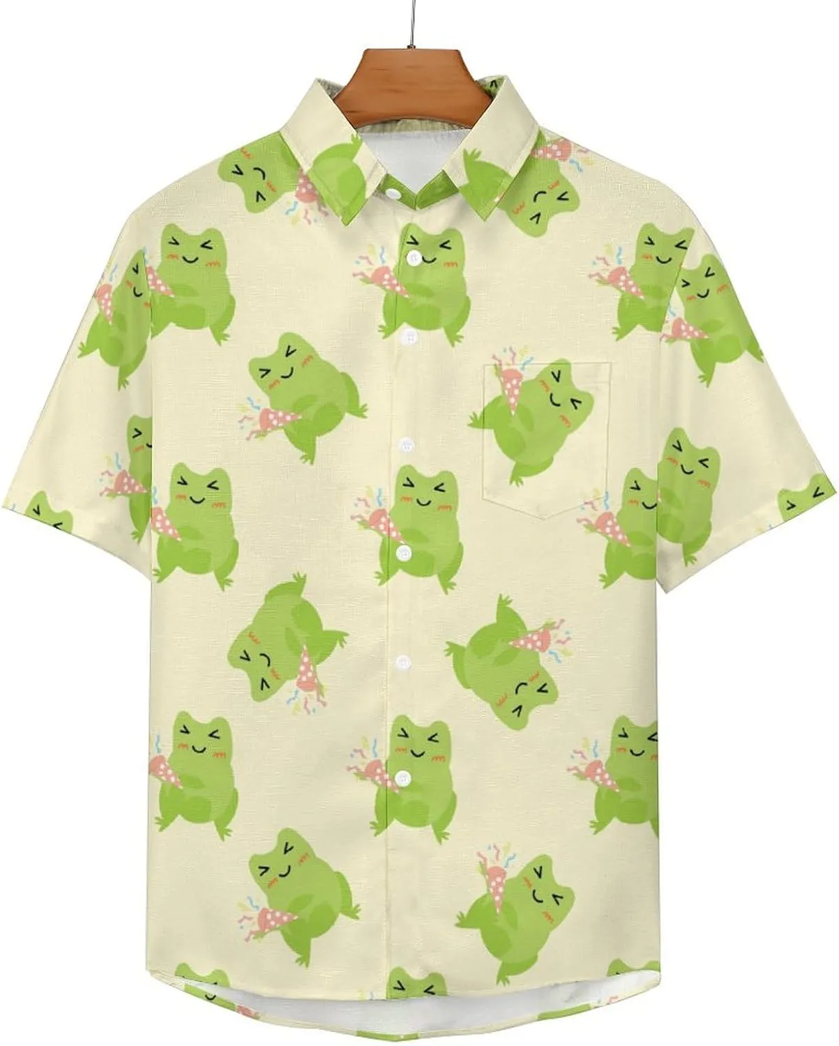 Men's Button Down Shirts Cute and Funny Cucumber Short Sleeve Casual Shirts Summer Beach Shirts with Pocket
