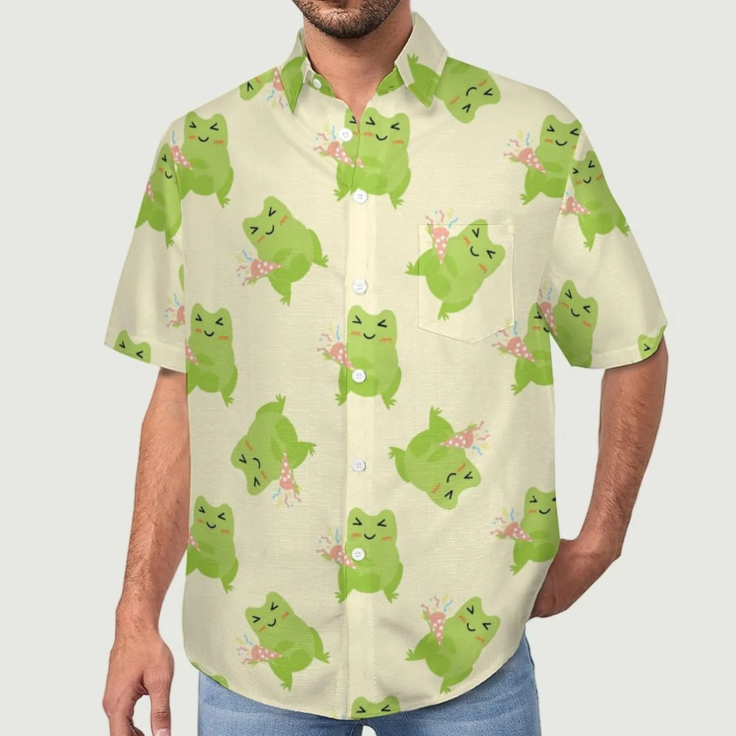 Men's Button Down Shirts Cute and Funny Cucumber Short Sleeve Casual Shirts Summer Beach Shirts with Pocket