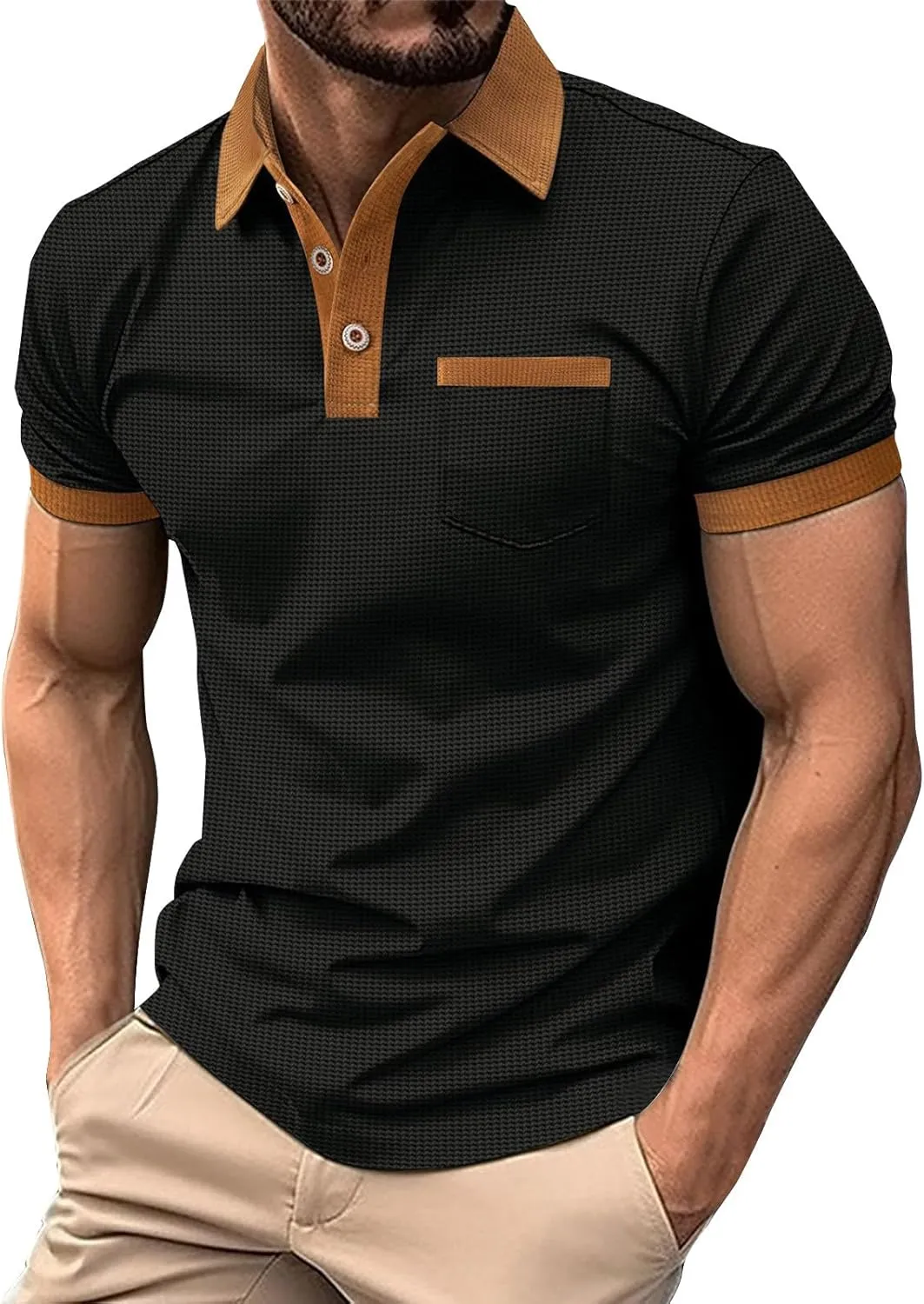 Men's Casual Polo Shirts Classic Button Basic Short Sleeve Shirt Gradient Soft Tees Golf Stylish Tops