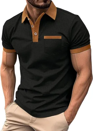 Men's Casual Polo Shirts Classic Button Basic Short Sleeve Shirt Gradient Soft Tees Golf Stylish Tops
