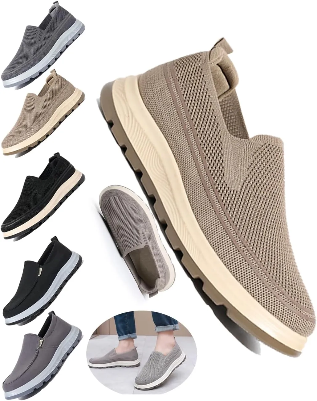 Men's Casual Slip-On Loafers | Lightweight & Breathable Walking Shoes for Home, Travel & Driving | Comfortable Non-Slip Sole